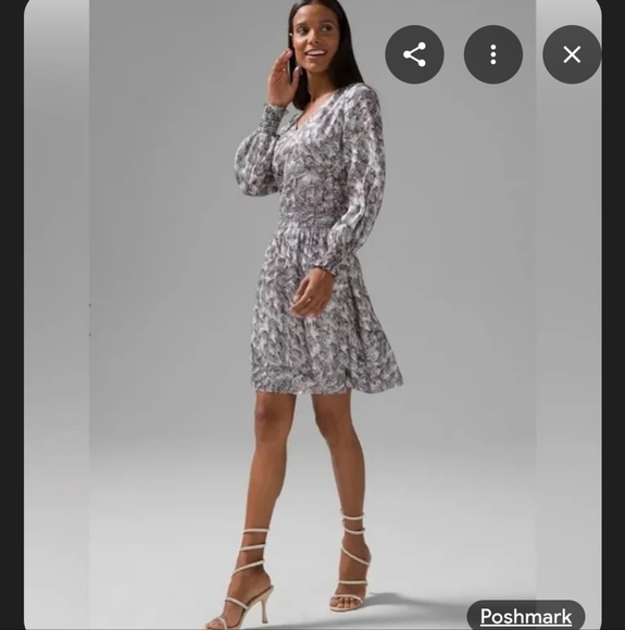 White House Black Market Dresses & Skirts - White House Black Market Silver and Black Fit and Flare Dress